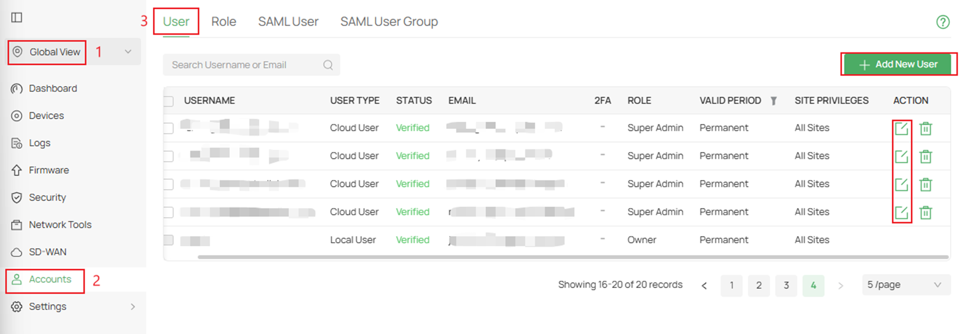 Navigate to the account that you want to enable alert emails to.