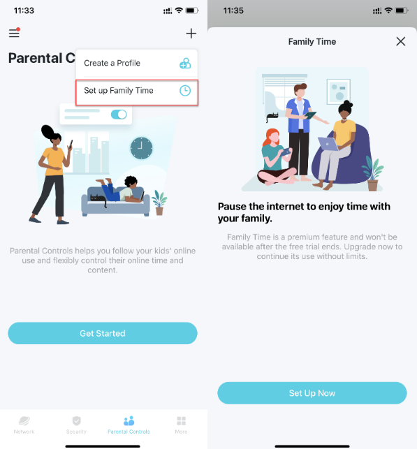Visual steps to set up Family Time.