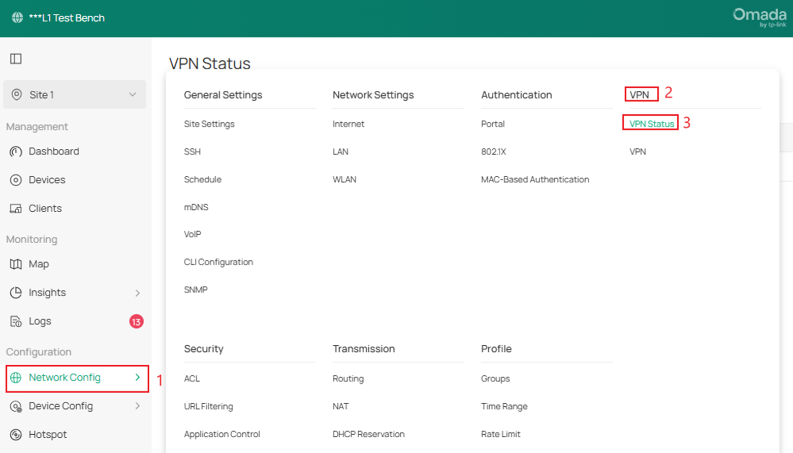 Navigate to see the VPN status of the tunnel.