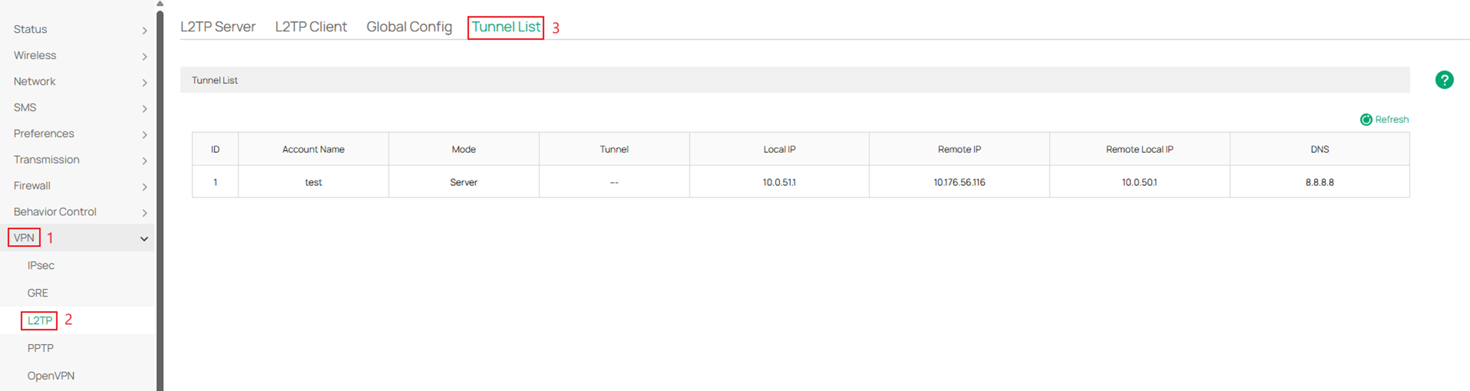 Navigate to see the VPN status of the tunnel.
