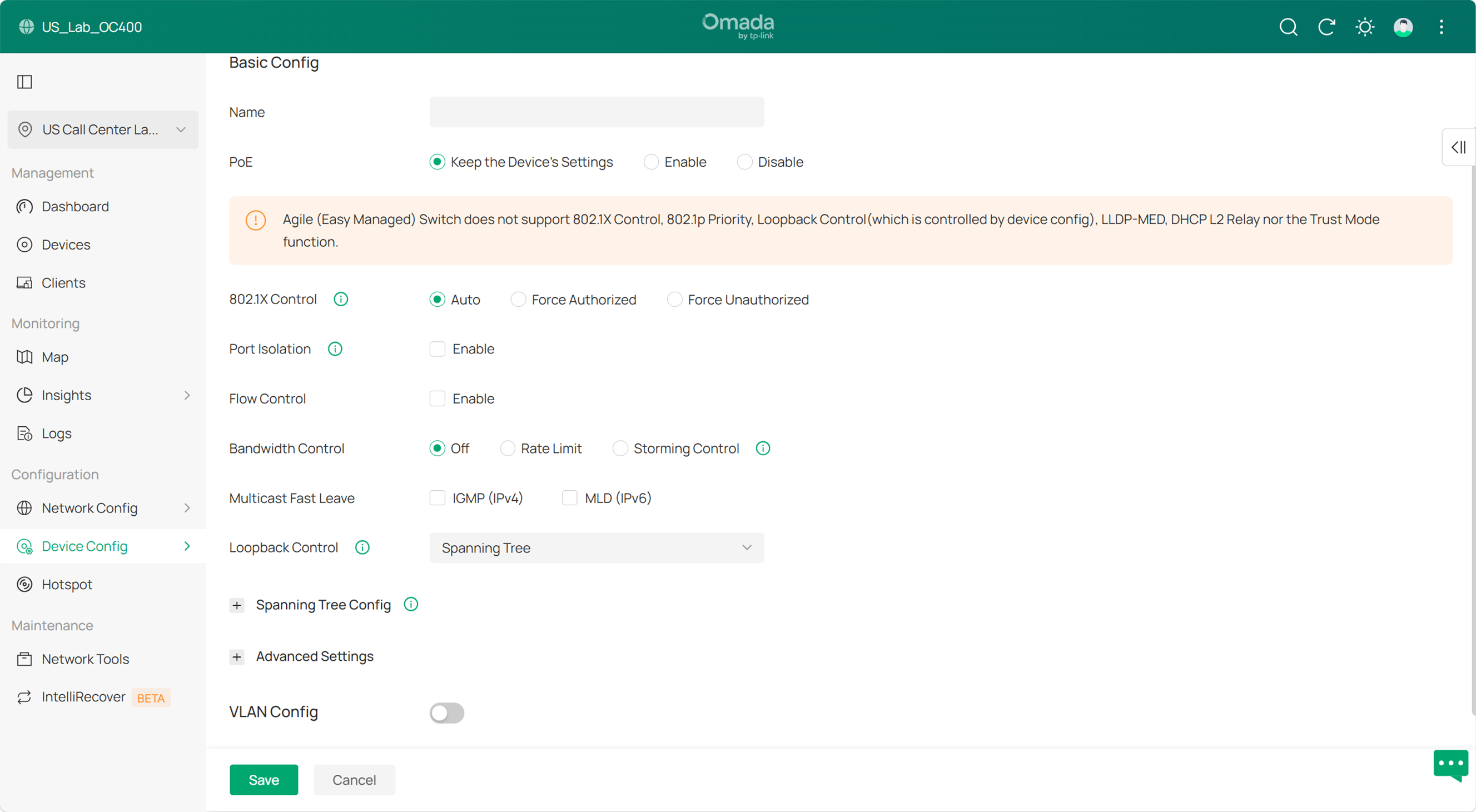 View the configuration items in the Port Profile.