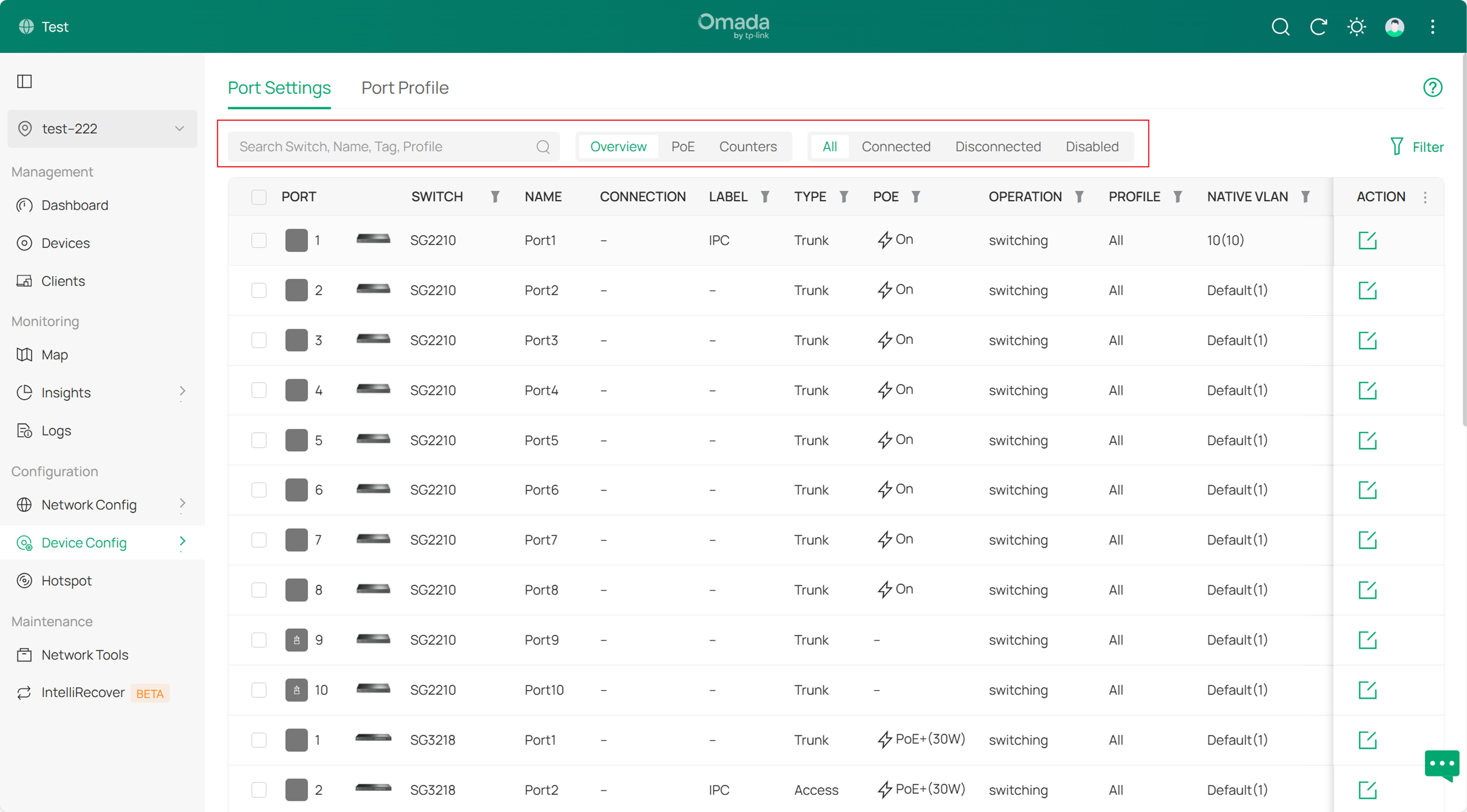 Search and display by status function.