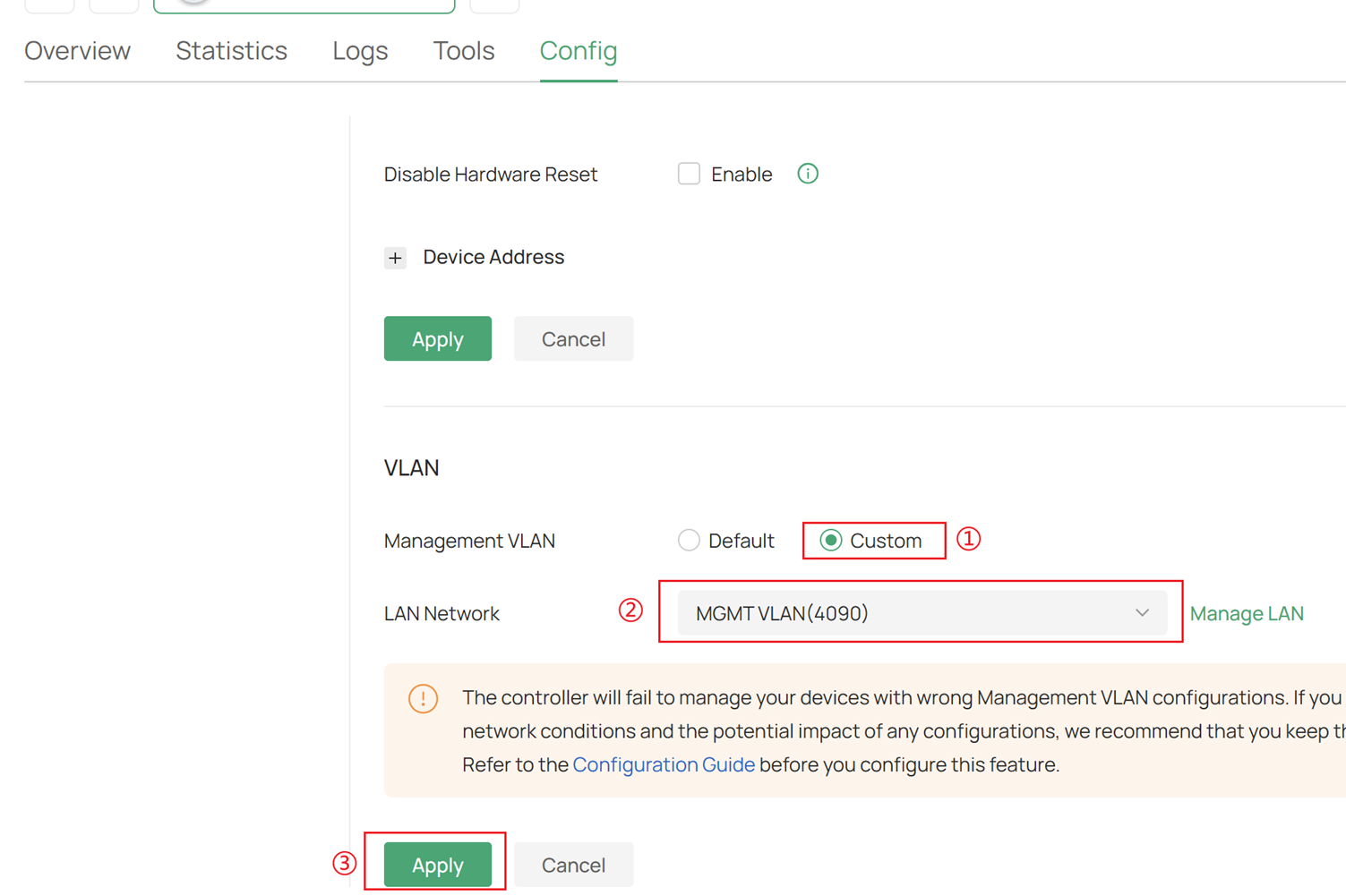 Change EAP’s Management VLAN.