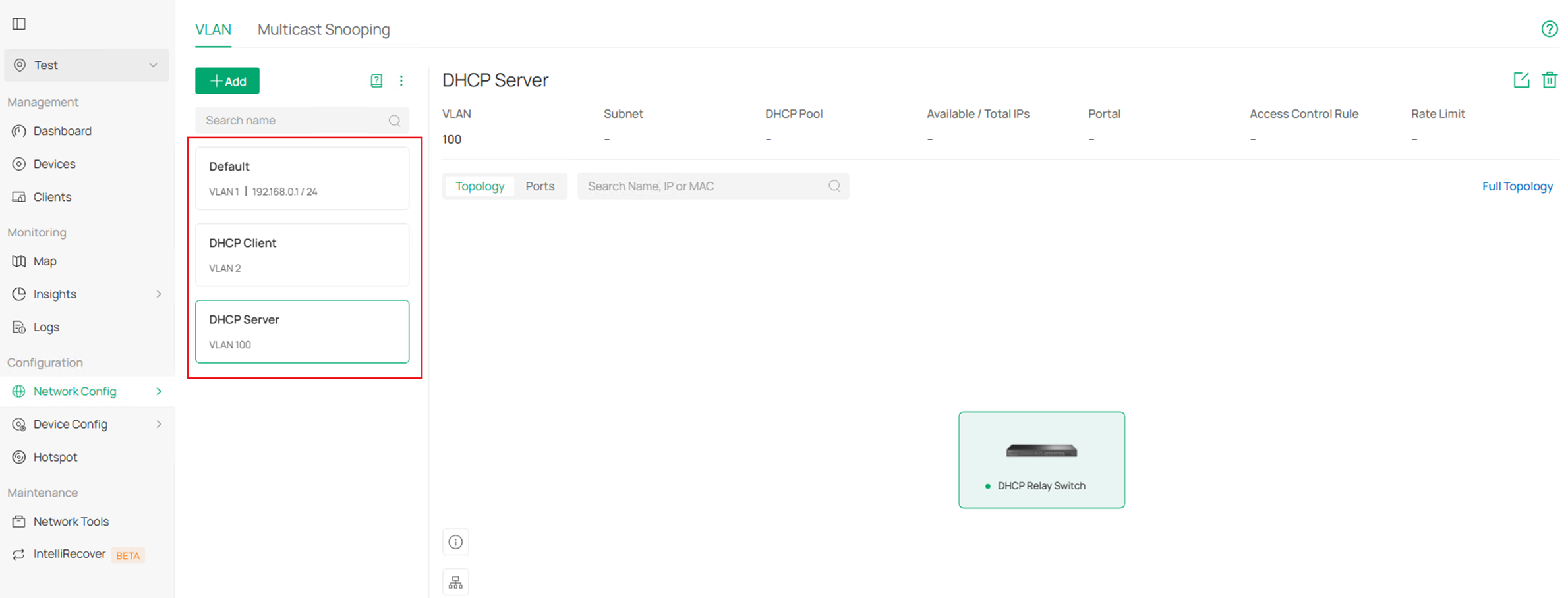 Show the VLAN page in LAN network configuration menu.