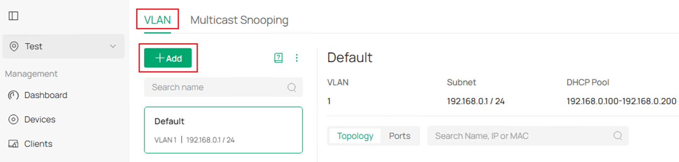 Show the LAN Network configuration menu.