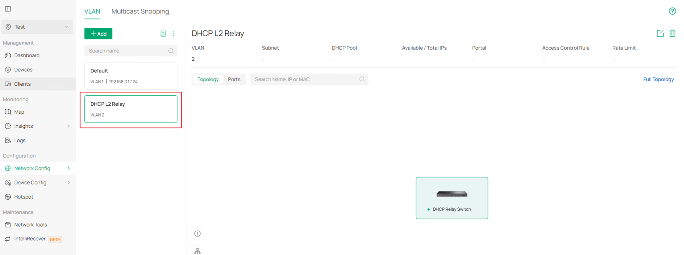 Show the VLAN page in LAN network configuration menu.