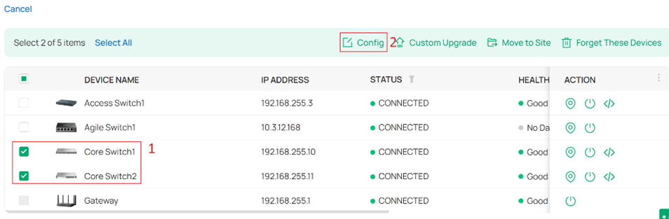 Selecting multiple switches in batch.