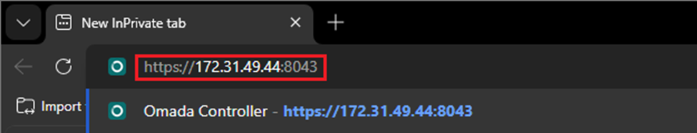 Showing accessing the Controller via IP address in the browser.