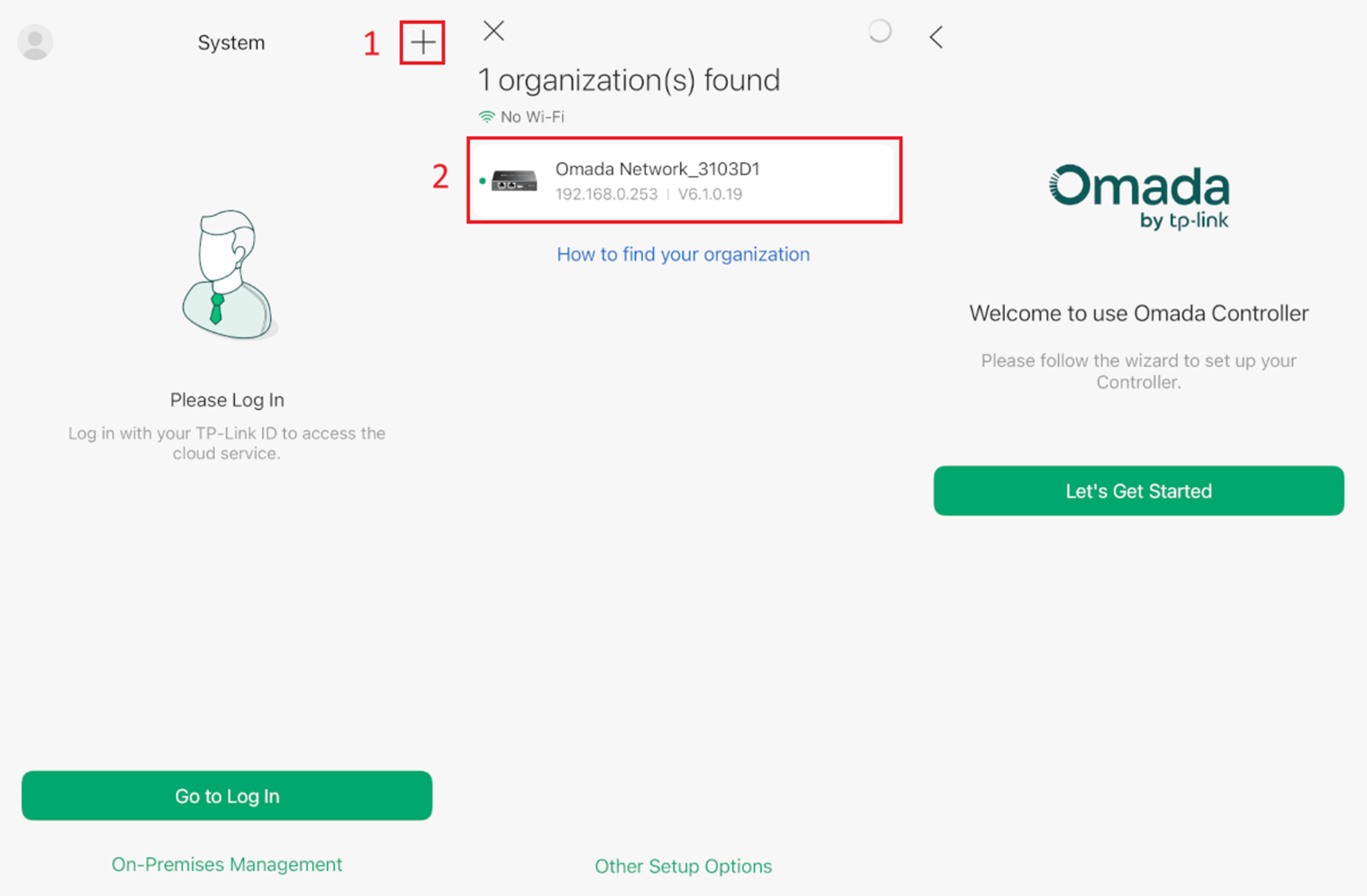 A screenshot showing Omada APP found a Controller.