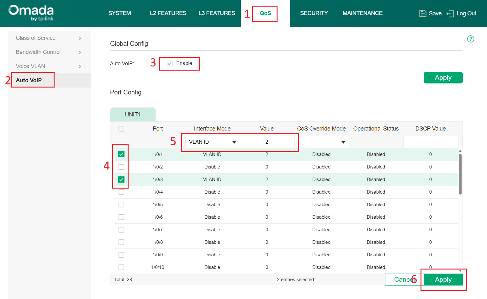 A screen shot showing how to enable Auto VoIP in standalone mode.
