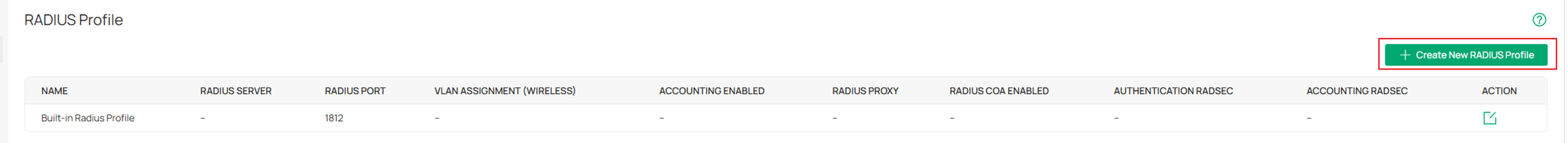 How to create a new RADIUS profile.