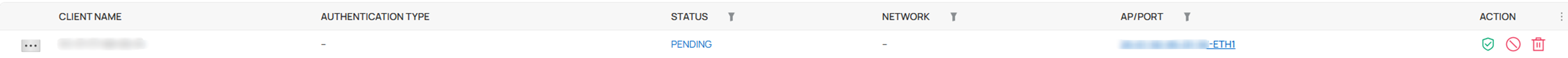 Client authentication status in the client interface.