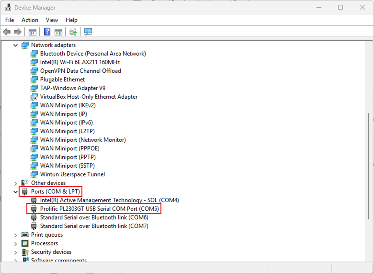 Find the COM port that your console cable is using.