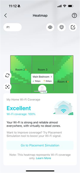 A heatmap page displaying the Wi-Fi coverage and signal of the heatmap.