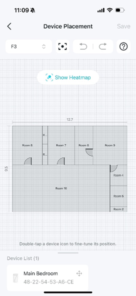 The Device Placement page displays a floor plan with no equipment placed on it yet.