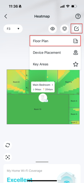 Locate the Edit icon and Floor Plan option in a heatmap.