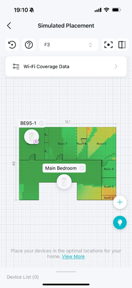 A floor plan with a virtual device added.