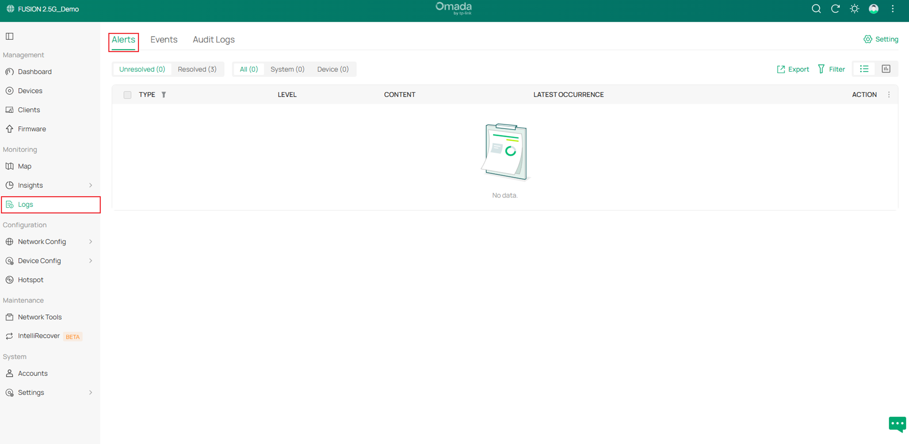 Show the interface to check alerts.