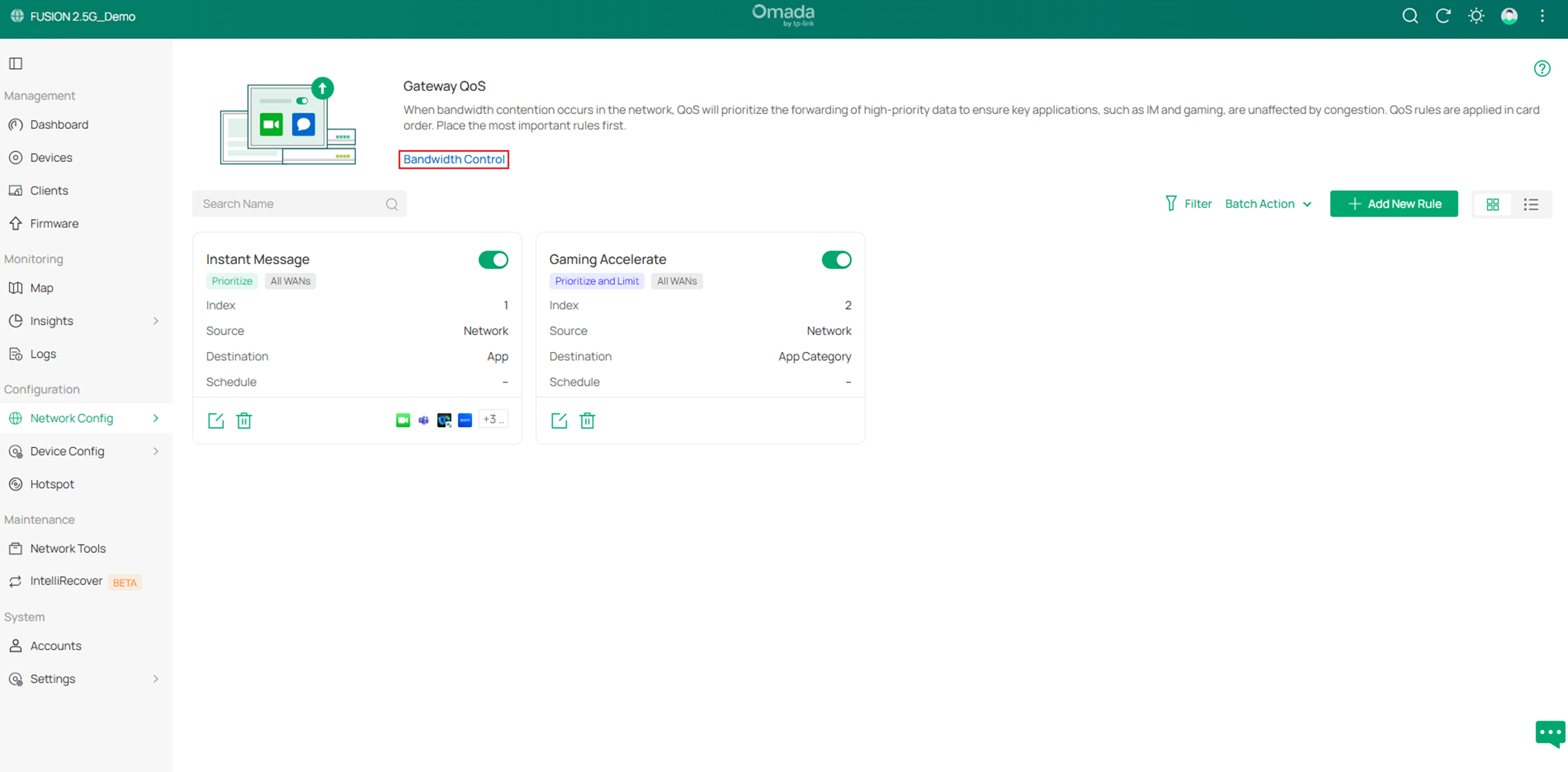 Show the interface to check the bandwidth control of specific WAN interfaces.
