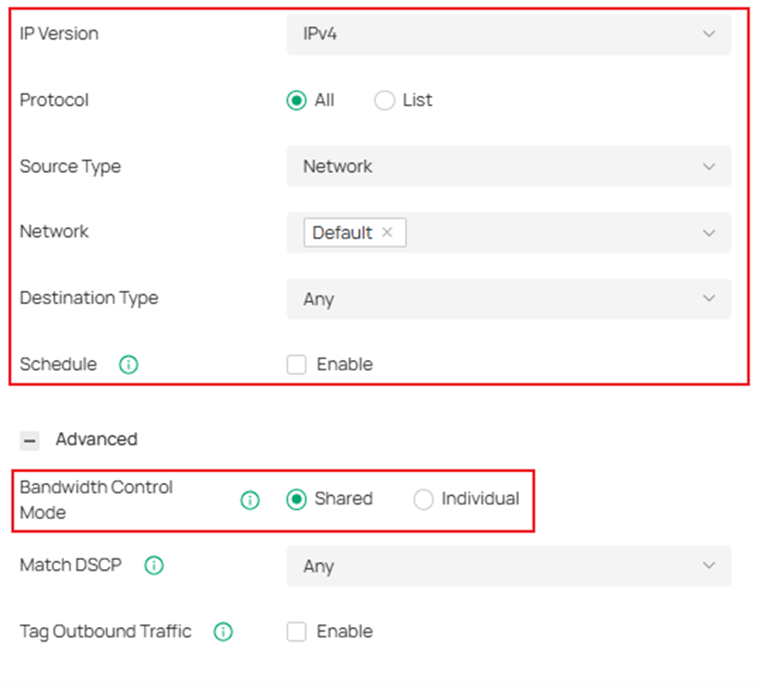 Show the way to check the matching criteria, schedule, and mode.