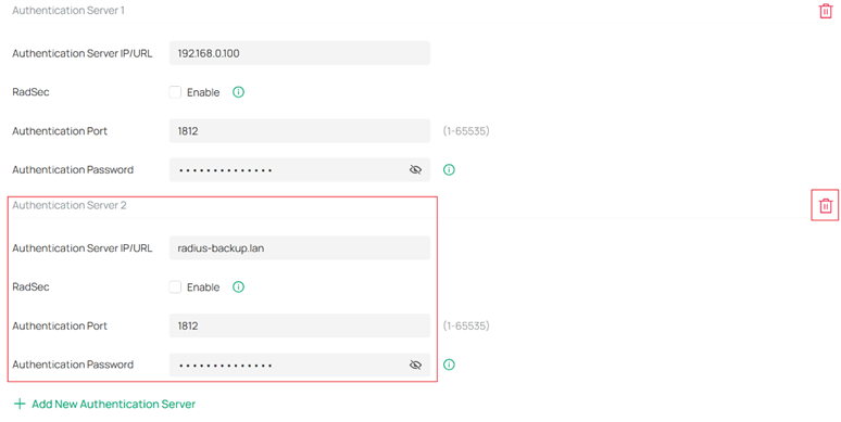 Configured second authentication server.