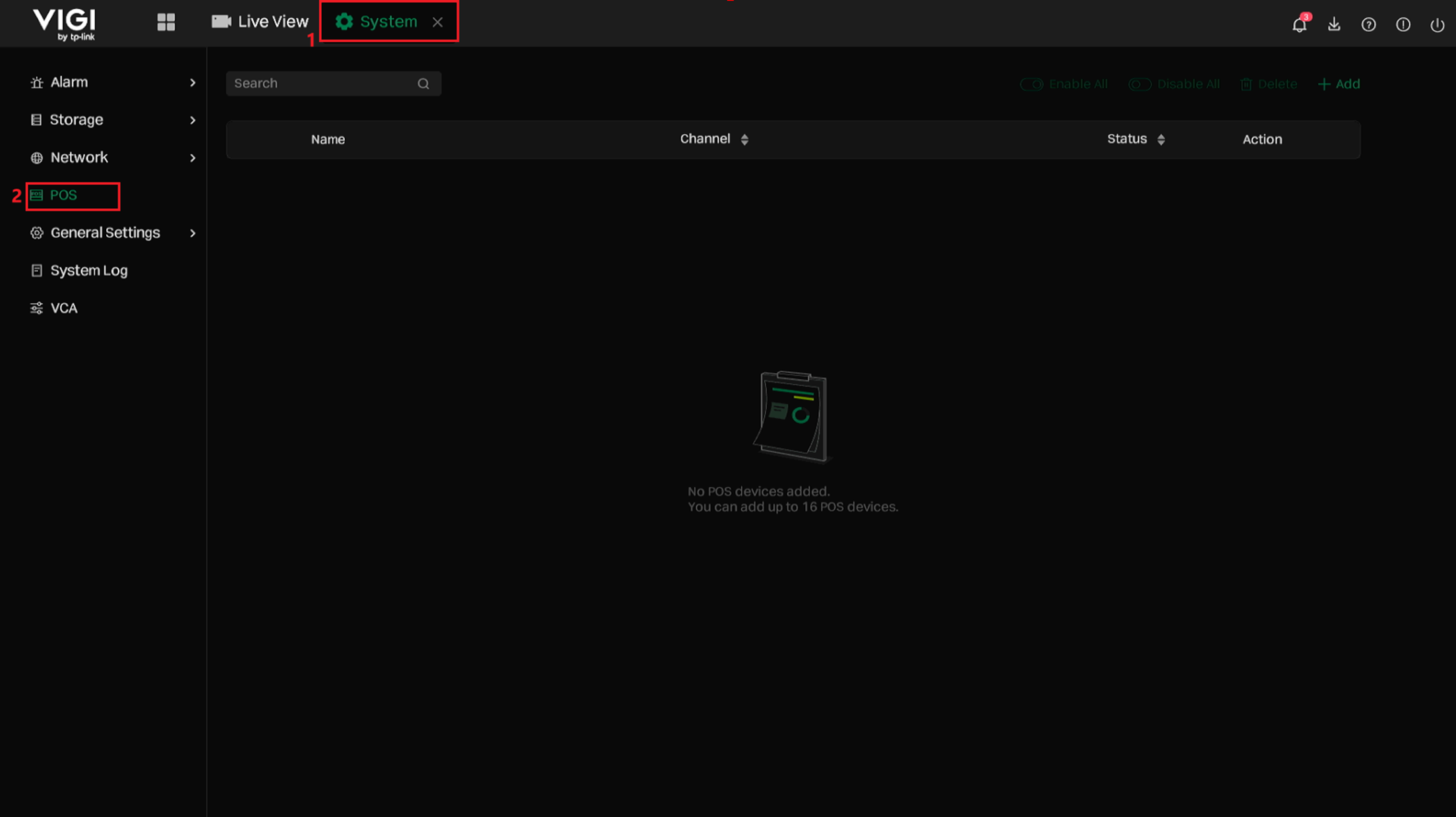 Path of POS settings.