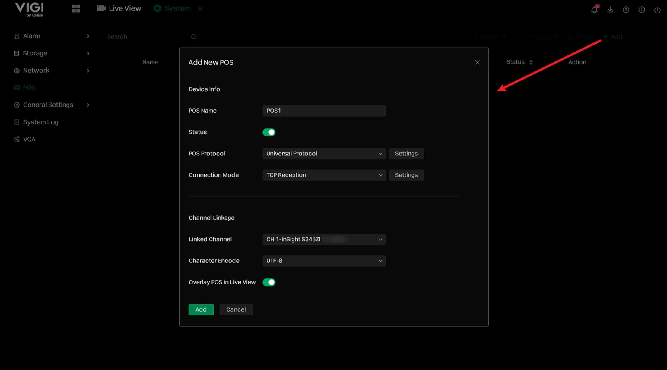 Show detailed settings of POS entry.