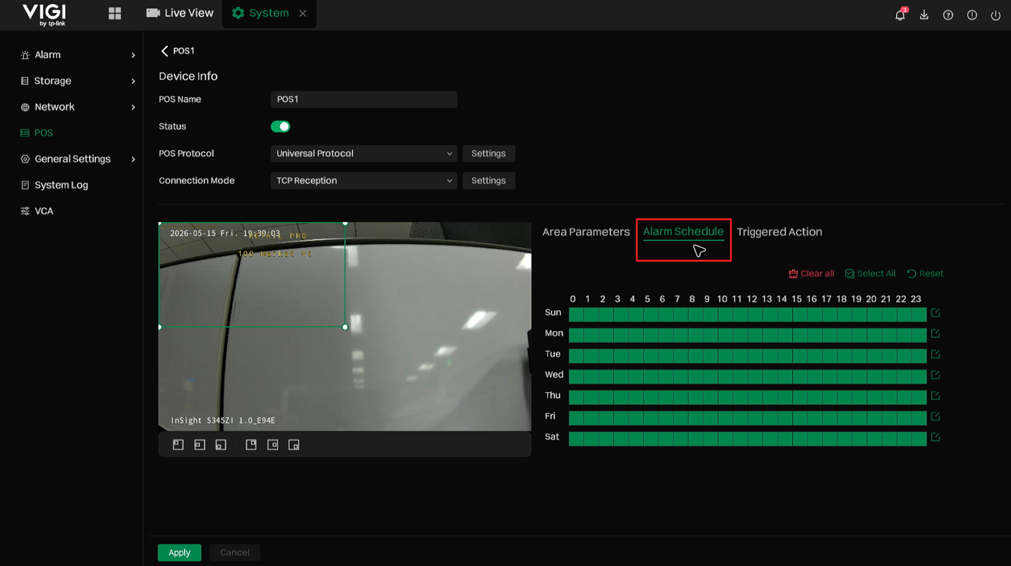 Show how to configure alarm schedule.