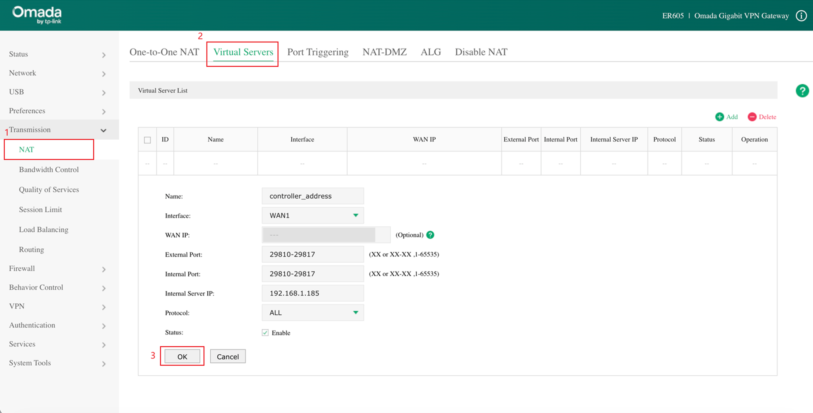 Configure Port Forwarding rules on gateway.