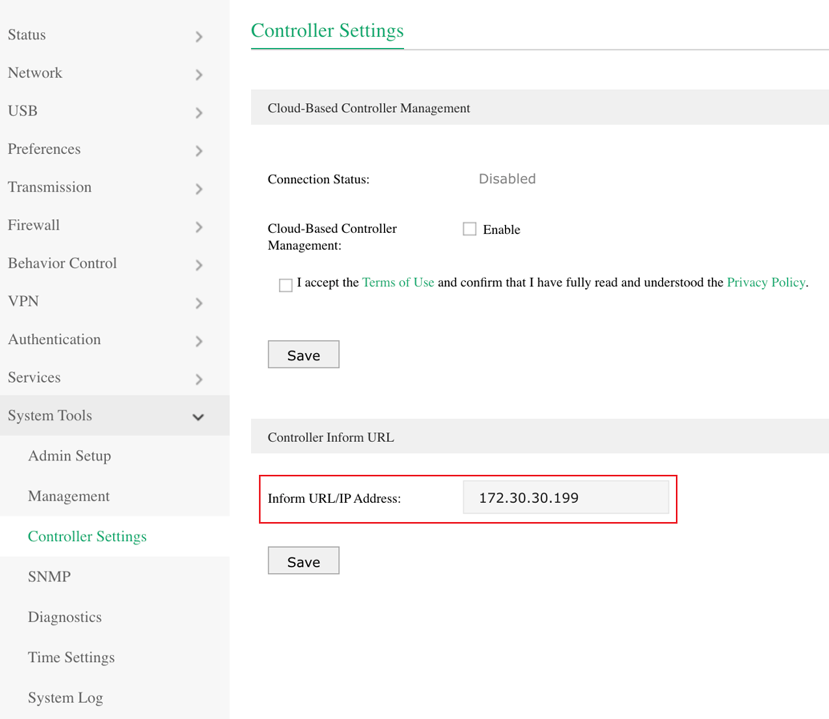 Discovering devices through configuring an informant URL on the gateway.
