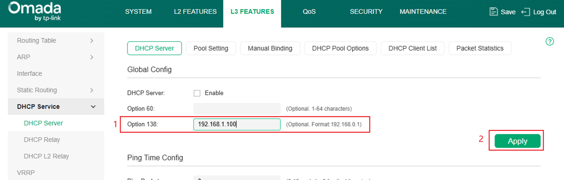 Configure DHCP Option 138 on switch.