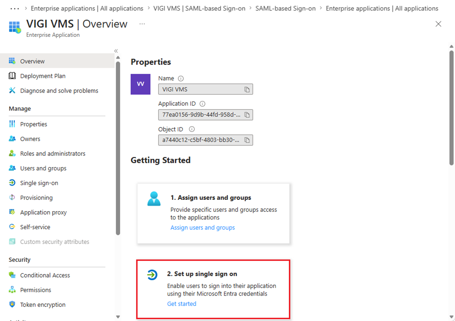 A screen shot highlighting the button of single sign on.  