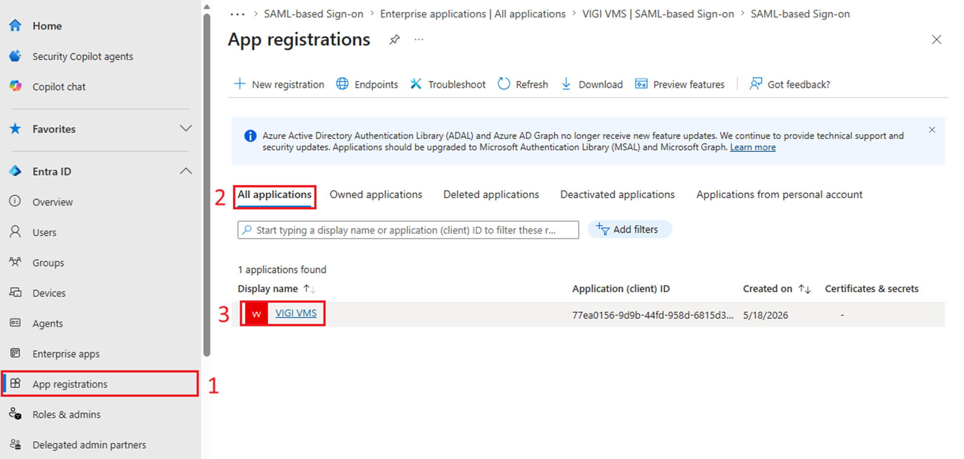 A screen shot showing the path to create a new app role.  
