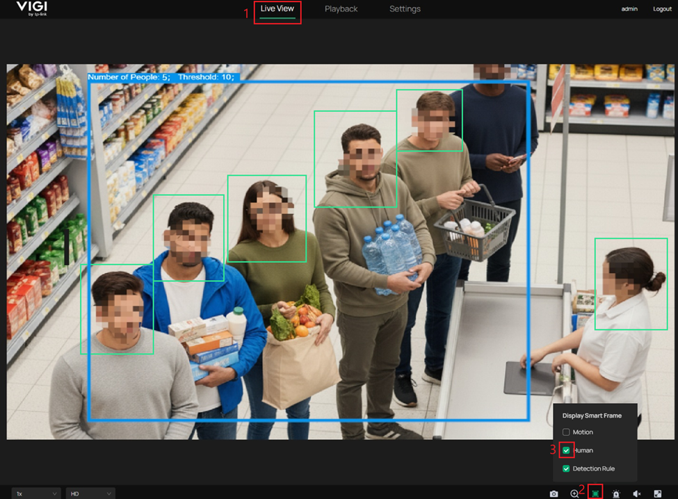 Example of Human Detection in Display Smart Frame options.