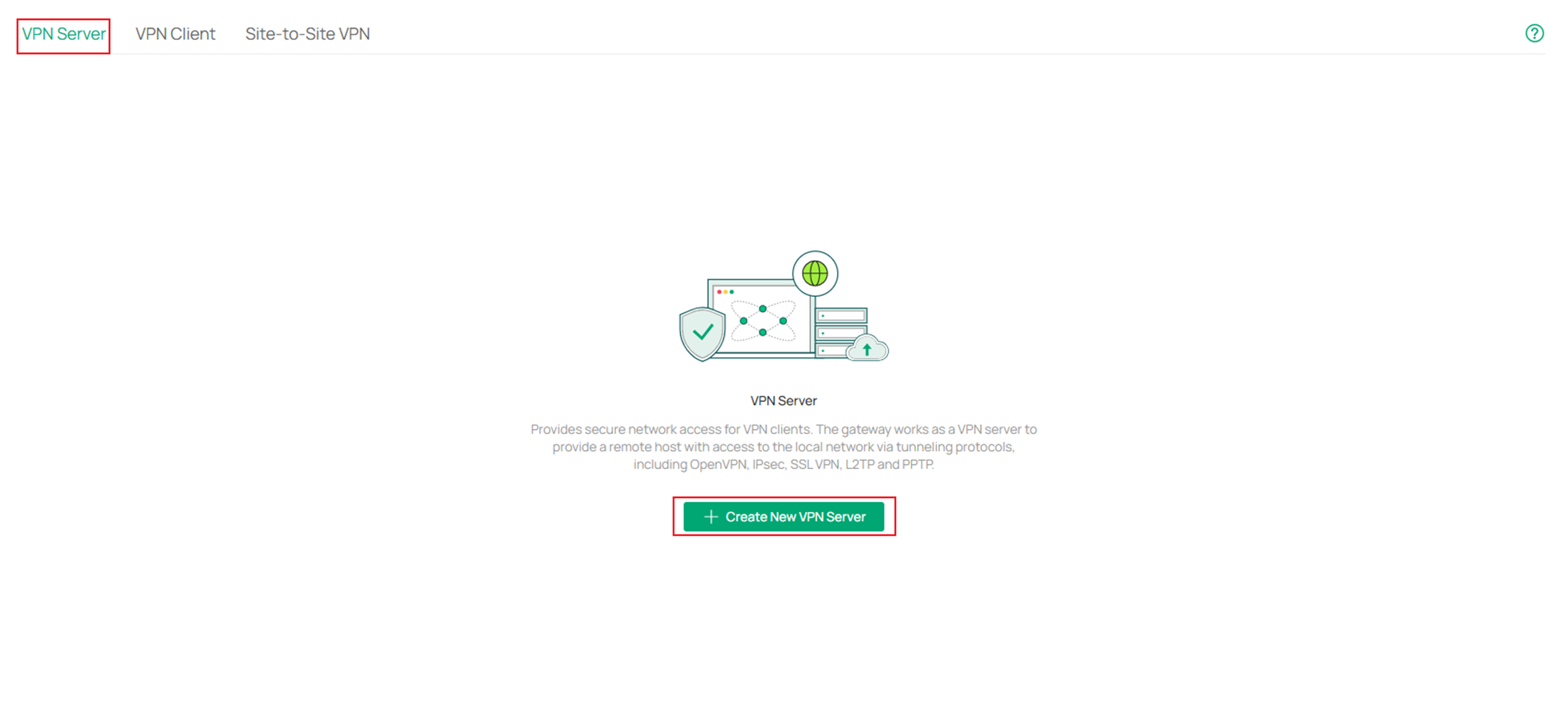 Create a new VPN Server.