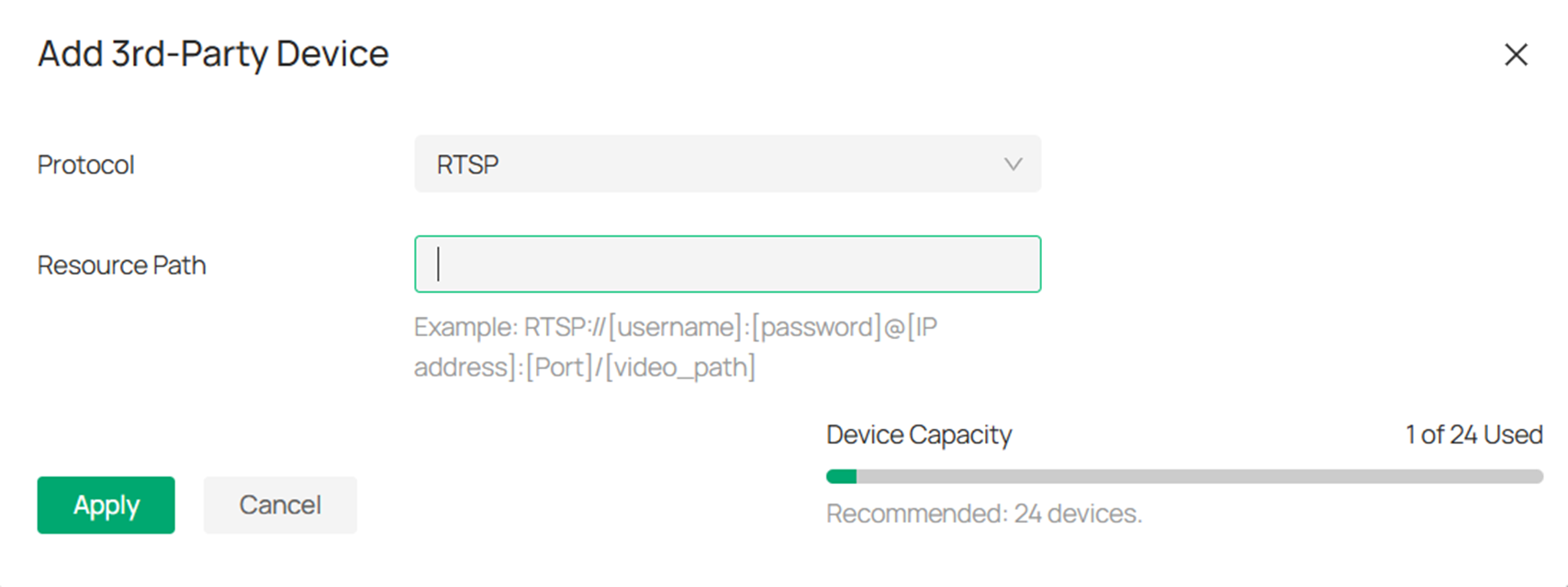 Add 3rd-Party device via RTSP protocol.