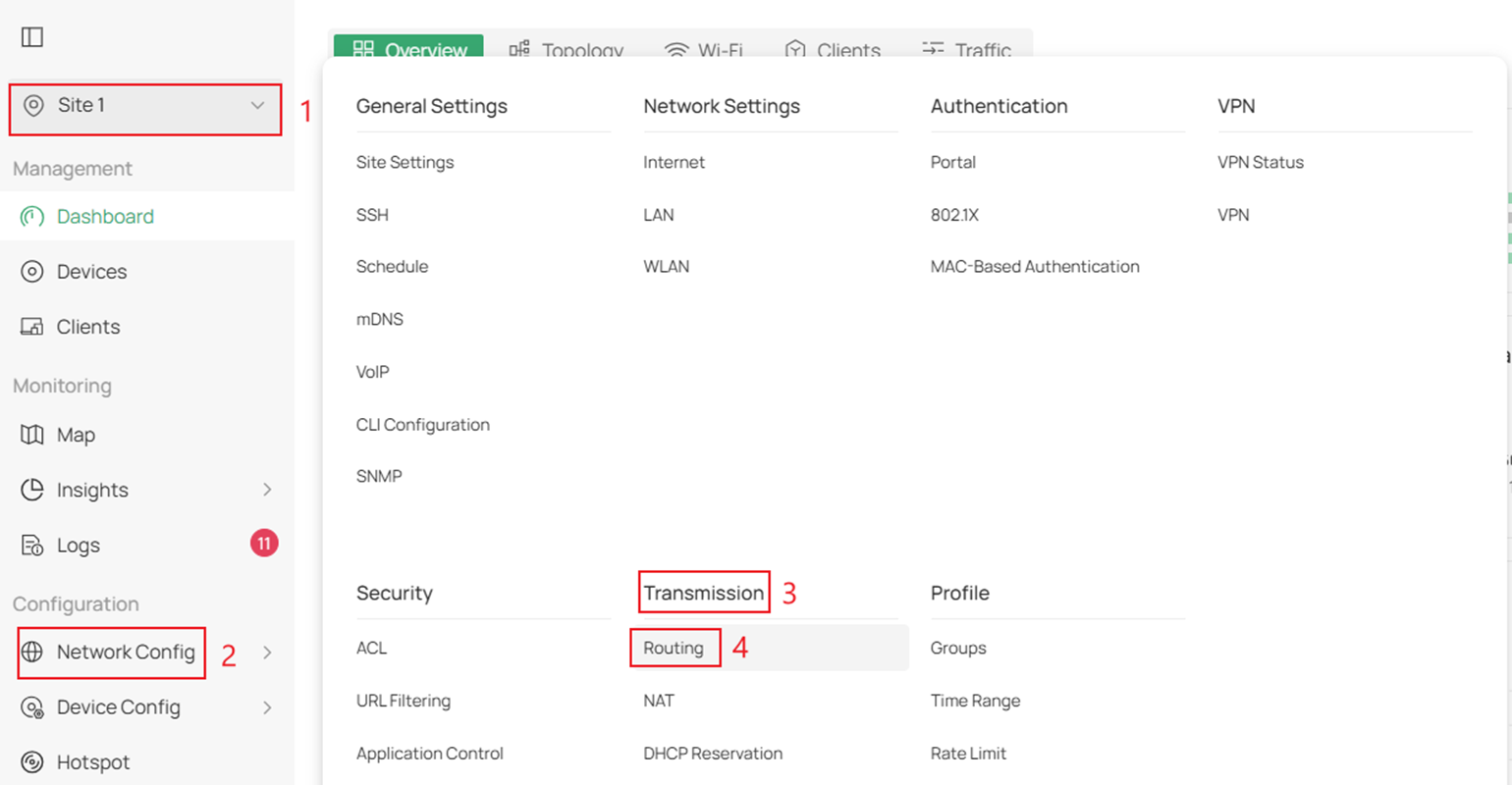 Alt text: Navigate to your Routing settings on the controller.
