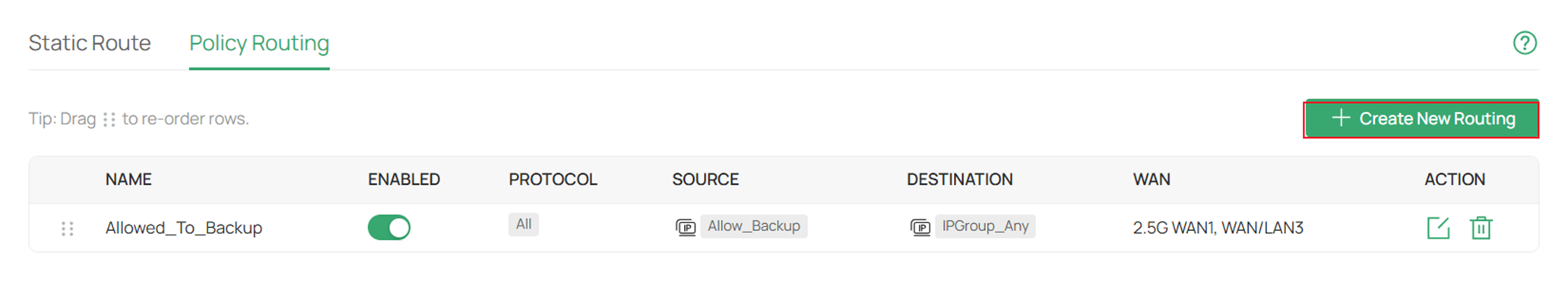 Go to Create New Routing to make a new route.