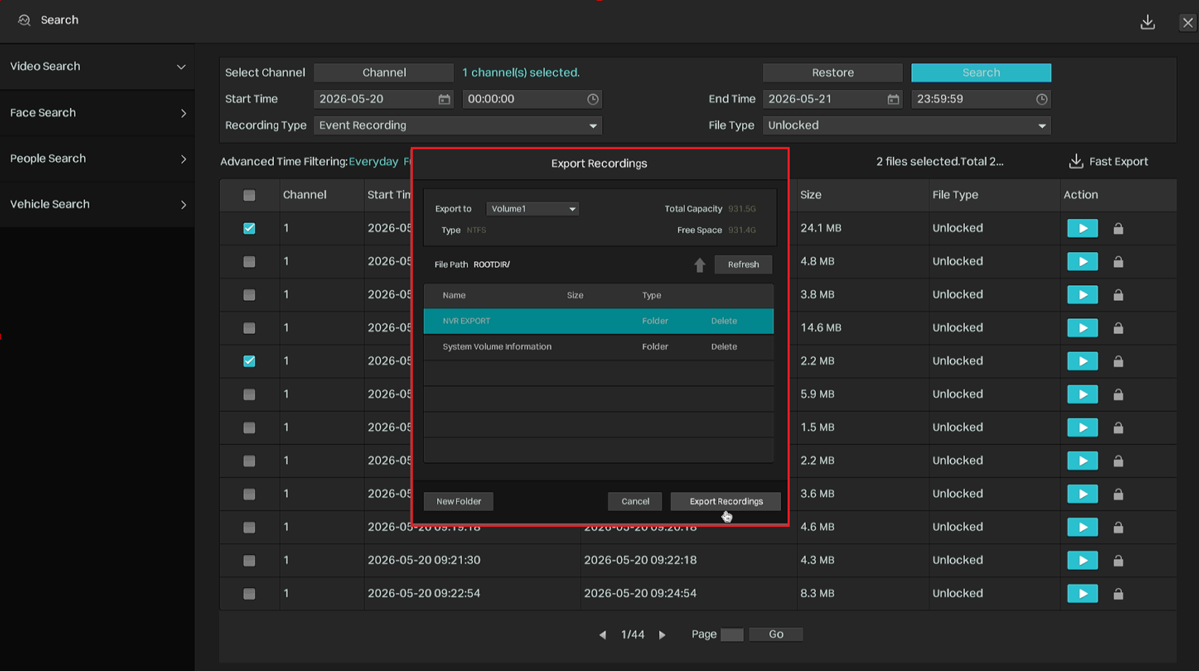Guide customers to export recordings.