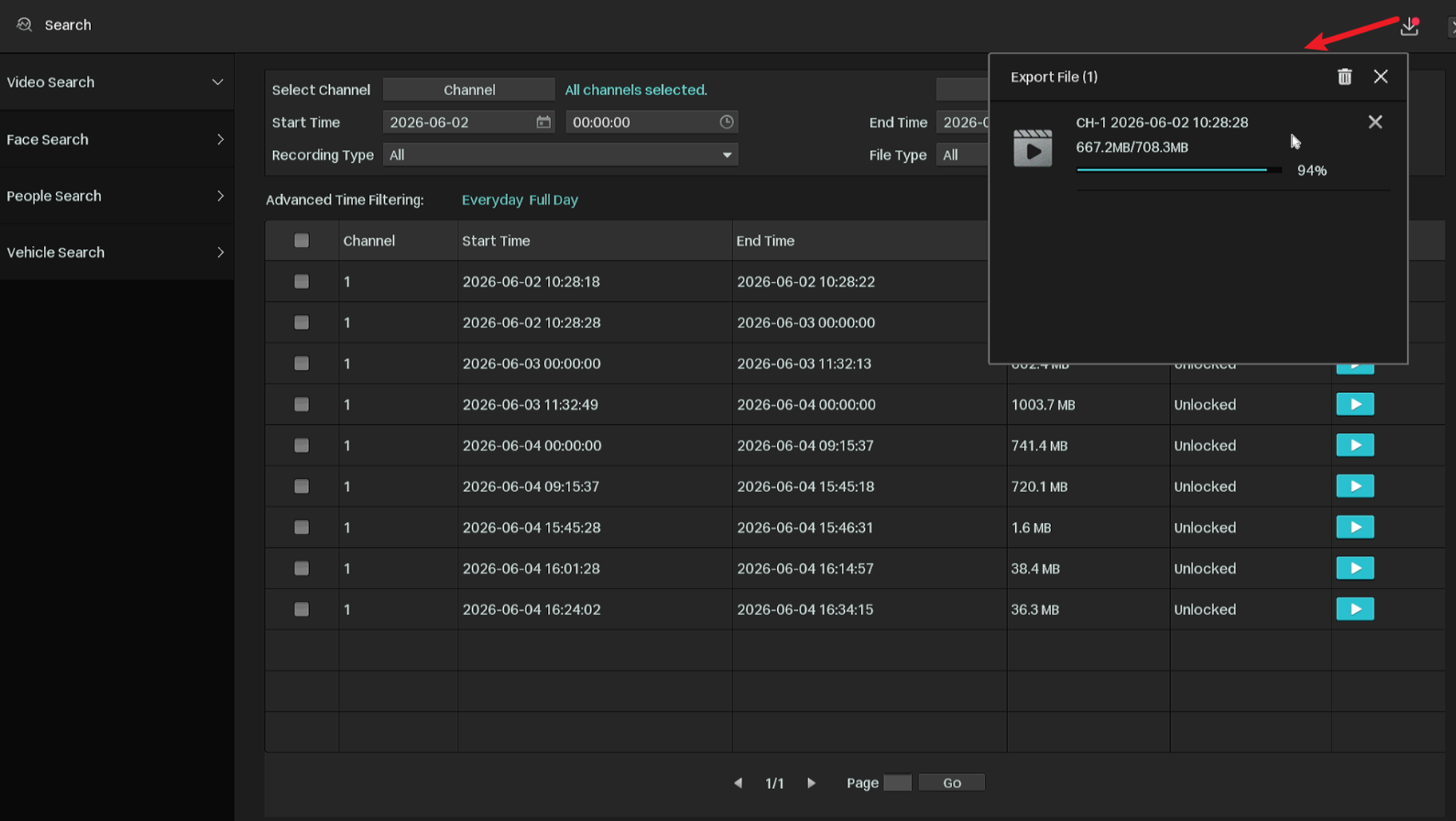 Guide customers to view export progress.