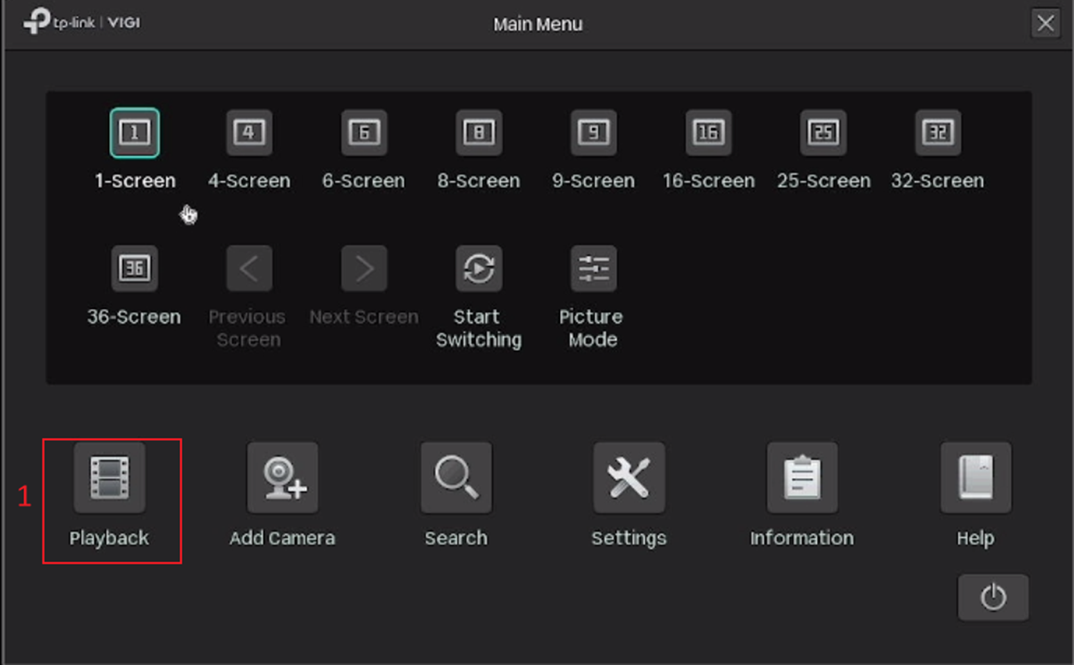 Show the location of Playback on the NVR GUI.