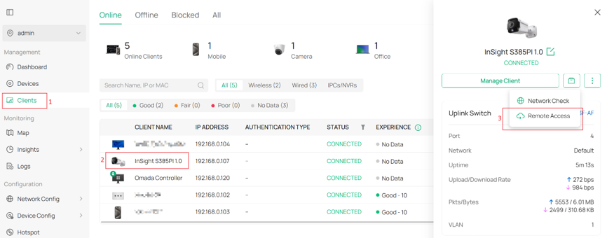 show the location of Remote Access in Clients.