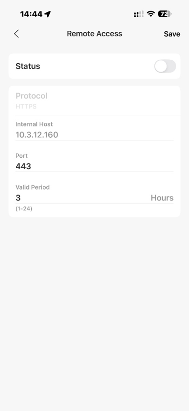 the configured Remote Access page.