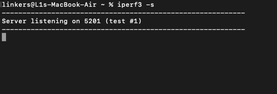 Running iPerf on Mac in server mode.