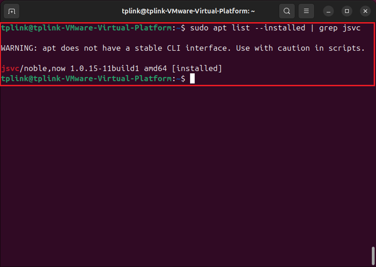 A screenshot showing the result of command.