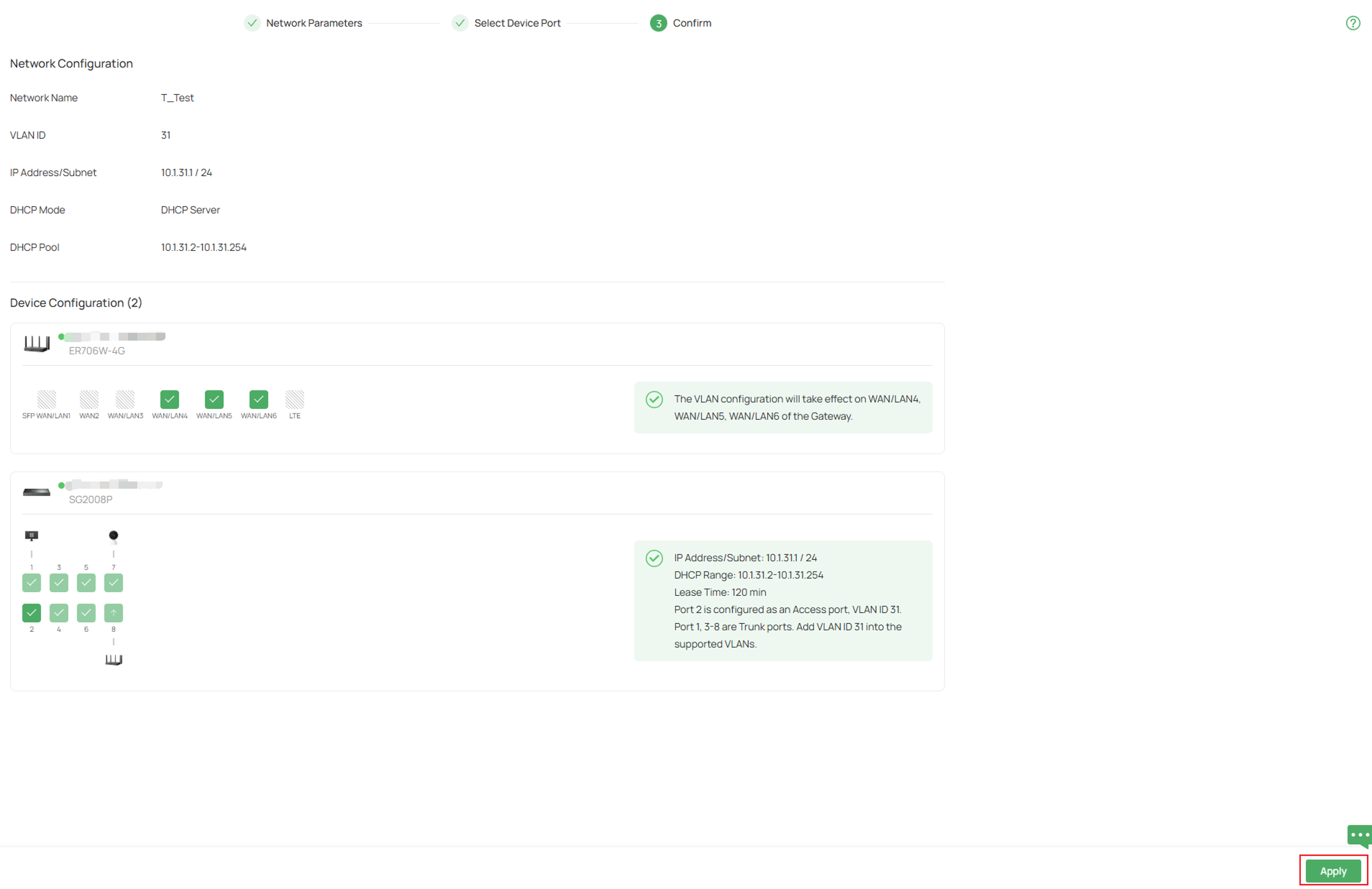 Click Apply once you are done confirming the changes.