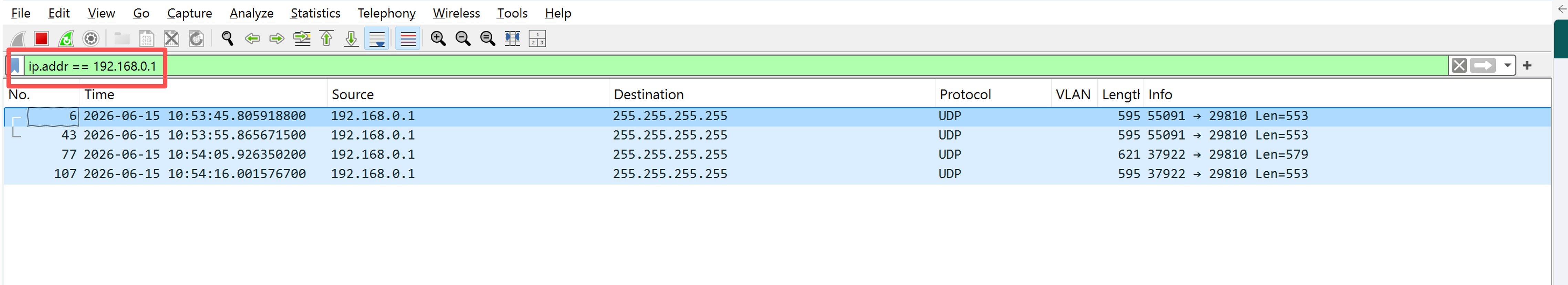 The page showing how to apply display filter in Wireshark.