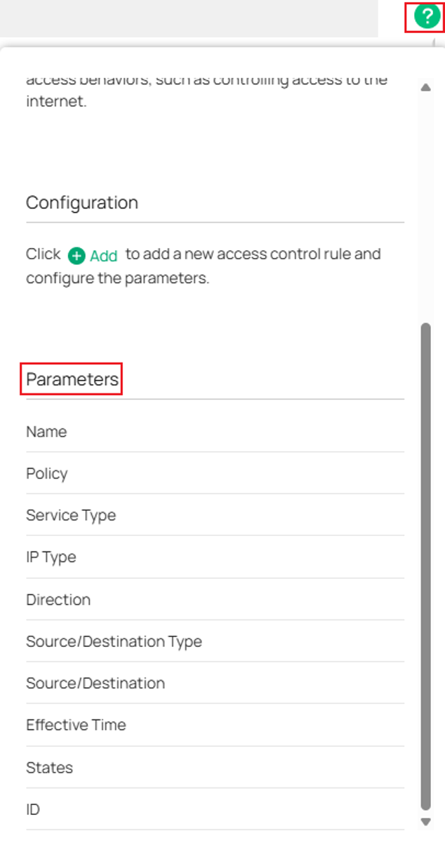 Standalone Mode Gateway ACL parameters.