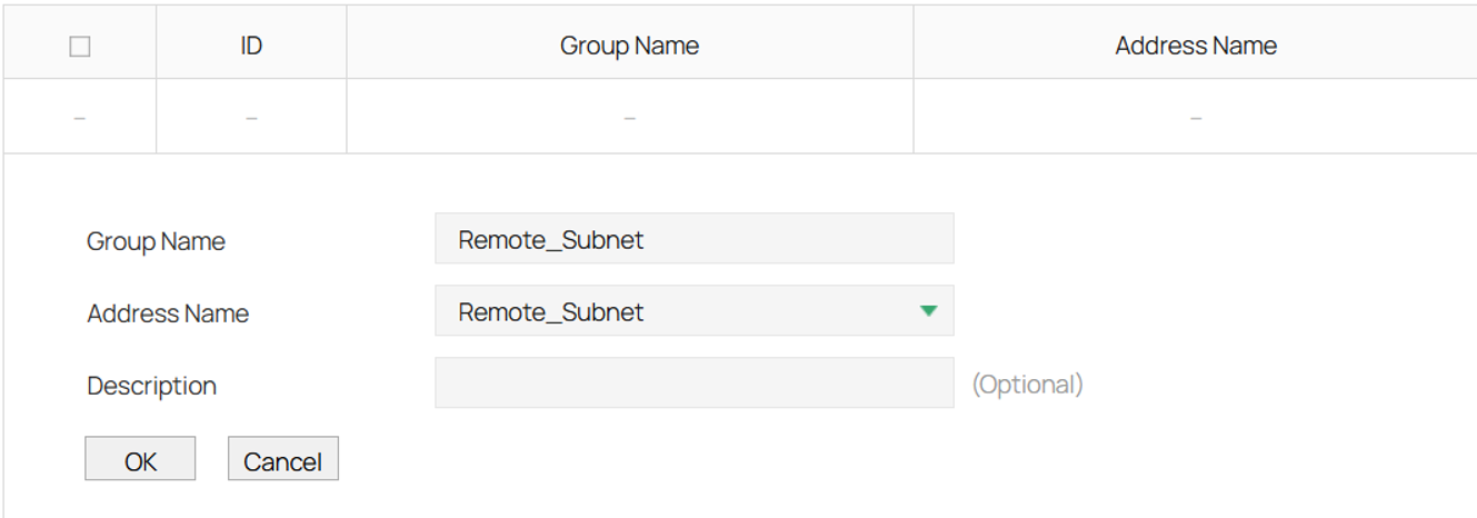 IP Group for the remote subnet.