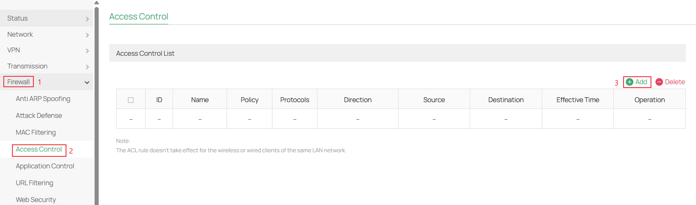 Click add to create the deny rule.